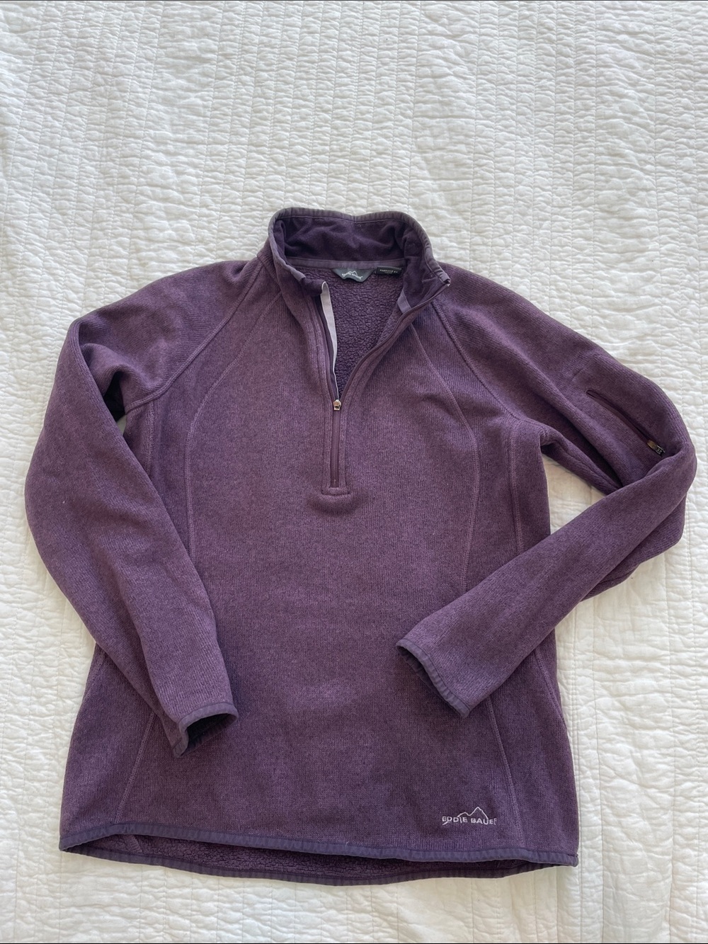 Eddie Bauer Plum Quarter-Zip Fleece Pullover Small